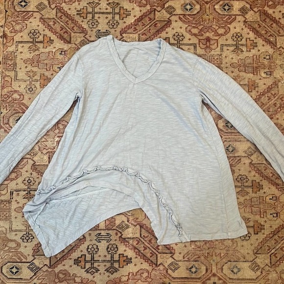 WILT | Long sleeve ruffle asymmetrical top light blue small - Picture 2 of 6